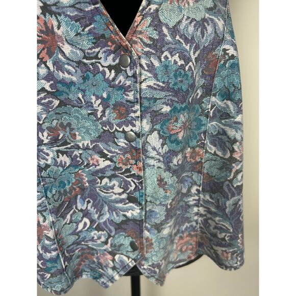 VNT Take Nine Maternity Wear Tabatha style denim floral vest Size L Womens Blue - Picture 12 of 12